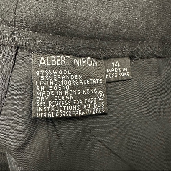 Albert Nipon Textured Black Blazer & Pant Suit Set With Leather Trim - Picture 16 of 16